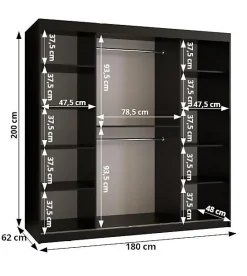 Armoire coulissante Ramiro 1 180, profondeur 62 blanc