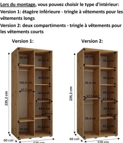Armoire Dakota 2 a portes coulissantes 120/60/235,2 portes