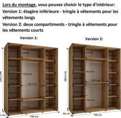Armoire Dakota 2 a portes coulissantes 190/60/235,3 portes