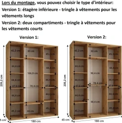 Armoire Dakota 2 a portes coulissantes 180/45/235,3 portes