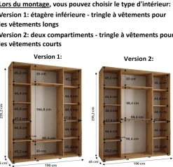 Armoire Dakota 1 a portes coulissantes 190/45/235,3 portes