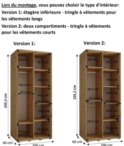 Armoire Dakota 1 a portes coulissantes 100/60/235,2 portes