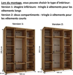 Armoire Dakota 5 a portes coulissantes 180/60/235,3 portes