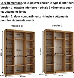 Armoire Dakota 4 a portes coulissantes 160/45/235,3 portes