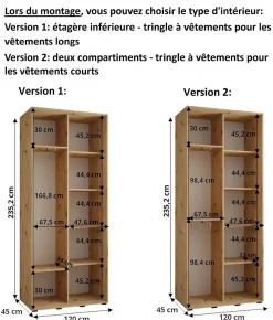 Armoire Dakota 4 a portes coulissantes 120/45/235,2 portes