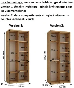 Armoire Dakota 3 a portes coulissantes 100/45/235,2 portes