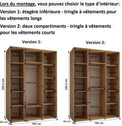 Armoire Dakota 4 a portes coulissantes 160/60/235,3 portes