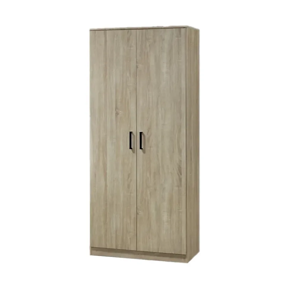 Armoire DALAMAN 2 portes Chene clair Penderie et étagères Style scandinave
