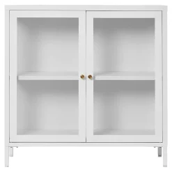 Armoire Dalby en Acier Blanc avec 2 Portes Vitrées - Dimensions 80x35x80 cm
