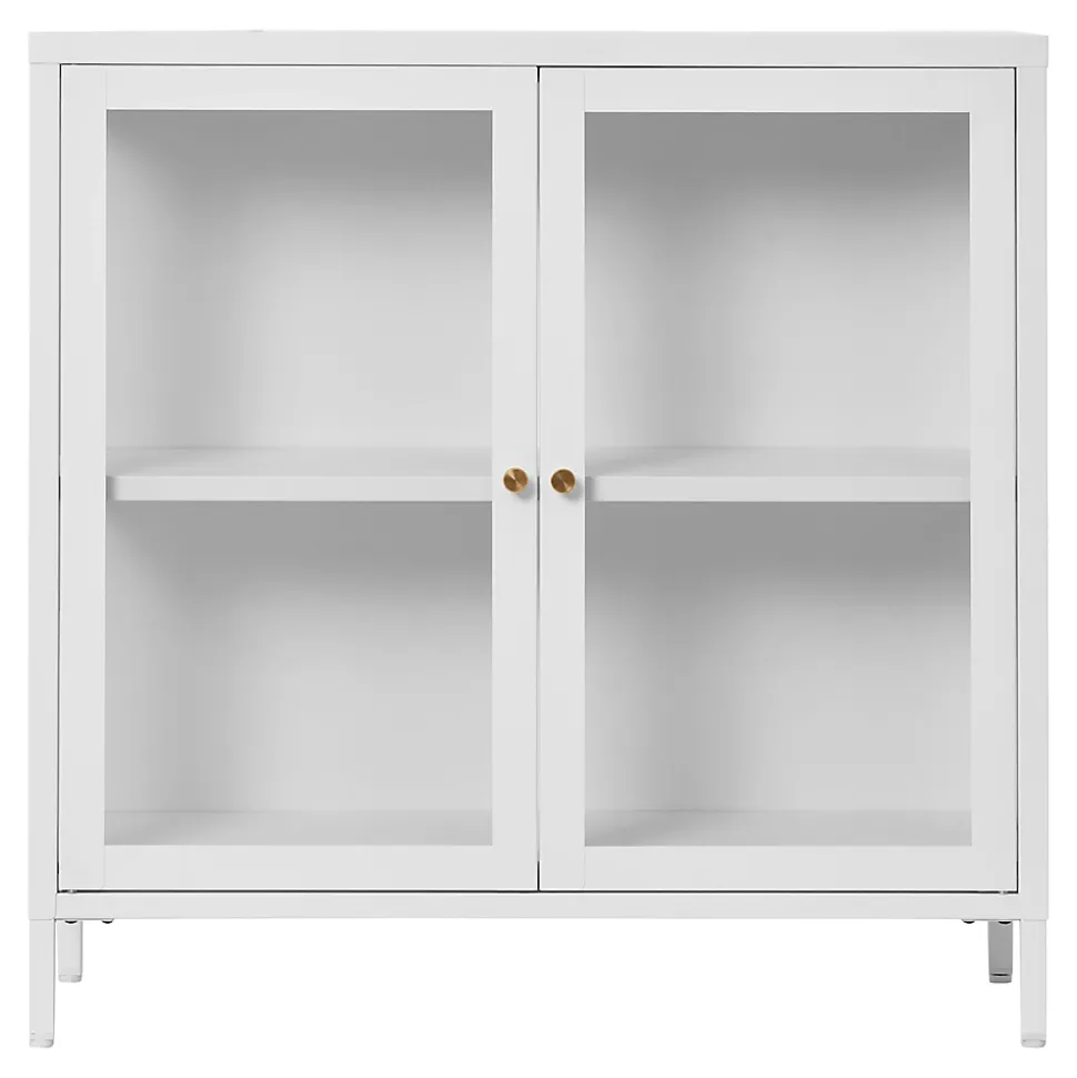 Armoire Dalby en Acier Blanc avec 2 Portes Vitrées - Dimensions 80x35x80 cm