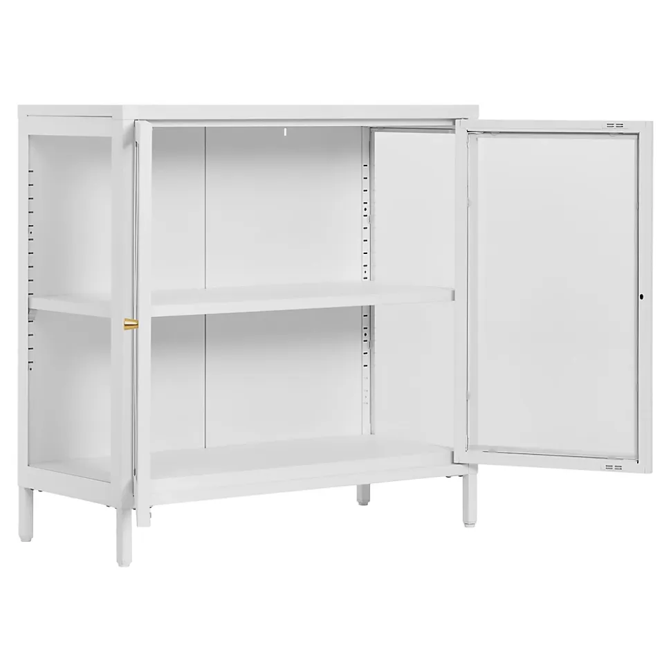 Armoire Dalby en Acier Blanc avec 2 Portes Vitrées - Dimensions 80x35x80 cm