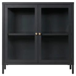 Armoire Dalby en Acier Noir avec 2 Portes Vitrées - Dimensions 80x35x80 cm