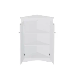 Armoire d'Angle - Meuble de Rangement avec 2 Portes et 3 Étagères pour Gain de Place - MDF Laqué - Blanc
