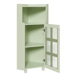 Armoire d'Angle - Meuble de Rangement avec LED Contrôle par Application et Étagère Ouverte - MDF Laqué - Vert