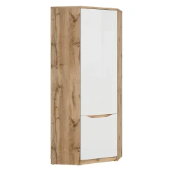 Armoire d'angle 1 porte June Blanc et Bois