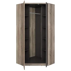 Armoire d'angle 2 portes Abel Bois et Gris