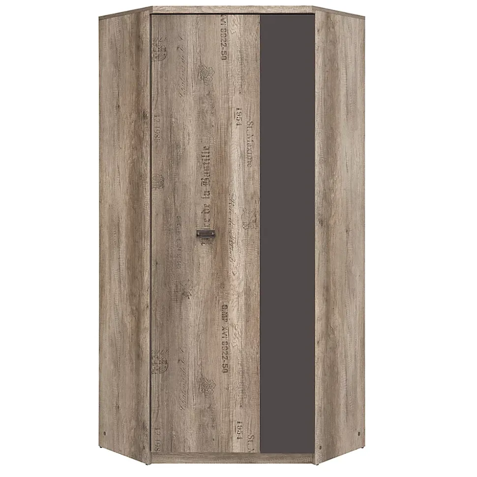 Armoire d'angle 2 portes Abel Bois et Gris