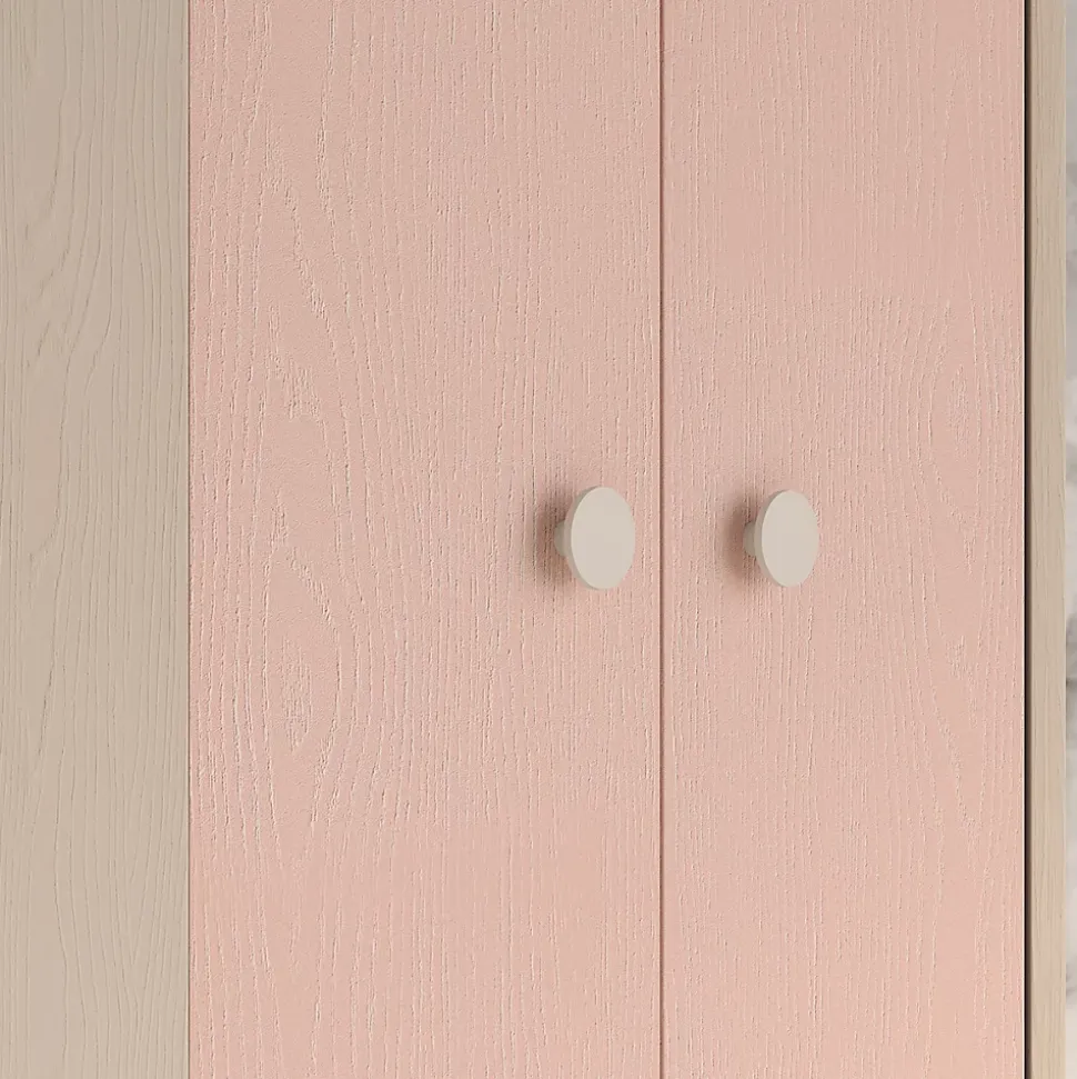 Armoire d'angle 2 portes Alycia Beige et Rose