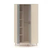 Armoire d'angle 2 portes Alycia Beige et Gris