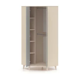 Armoire d'angle 2 portes Alycia Beige et Gris