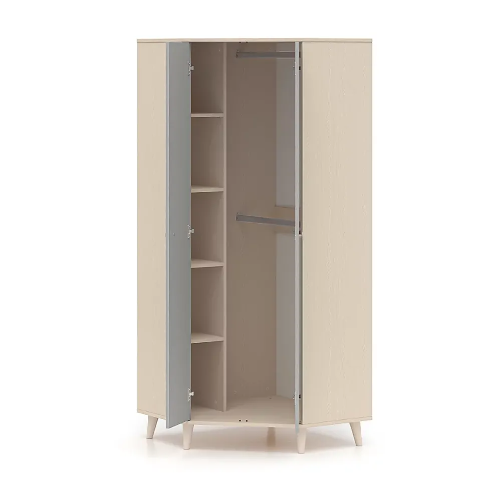 Armoire d'angle 2 portes Alycia Beige et Gris