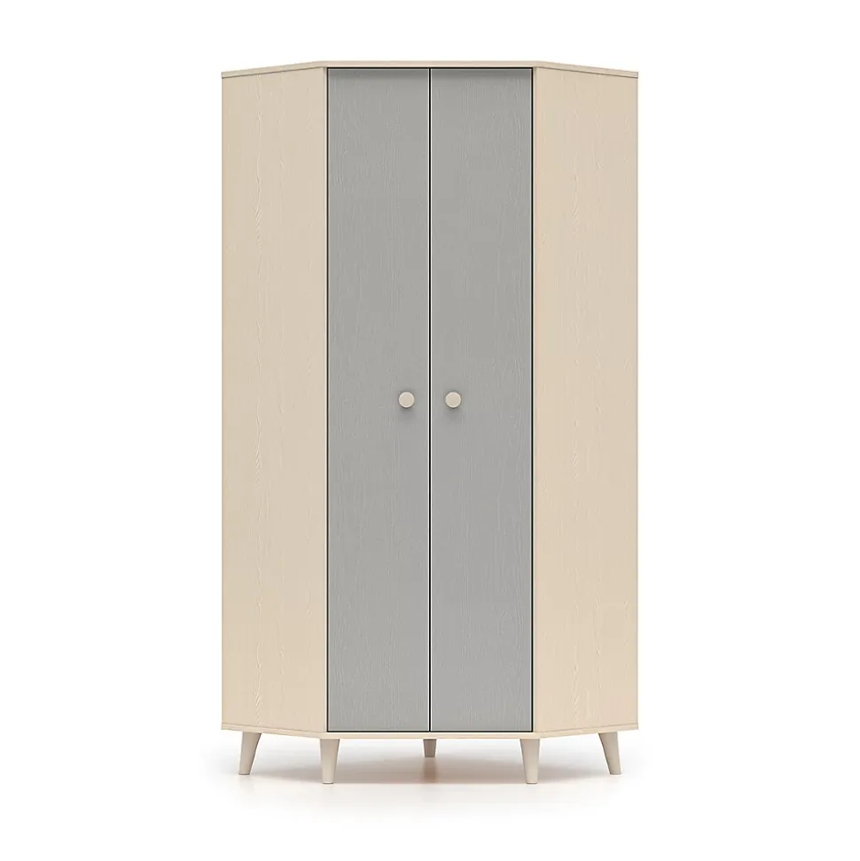 Armoire d'angle 2 portes Alycia Beige et Gris