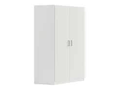 Armoire d'angle 5 portes et 6 tiroirs - L254 cm - Blanc - BELOMY