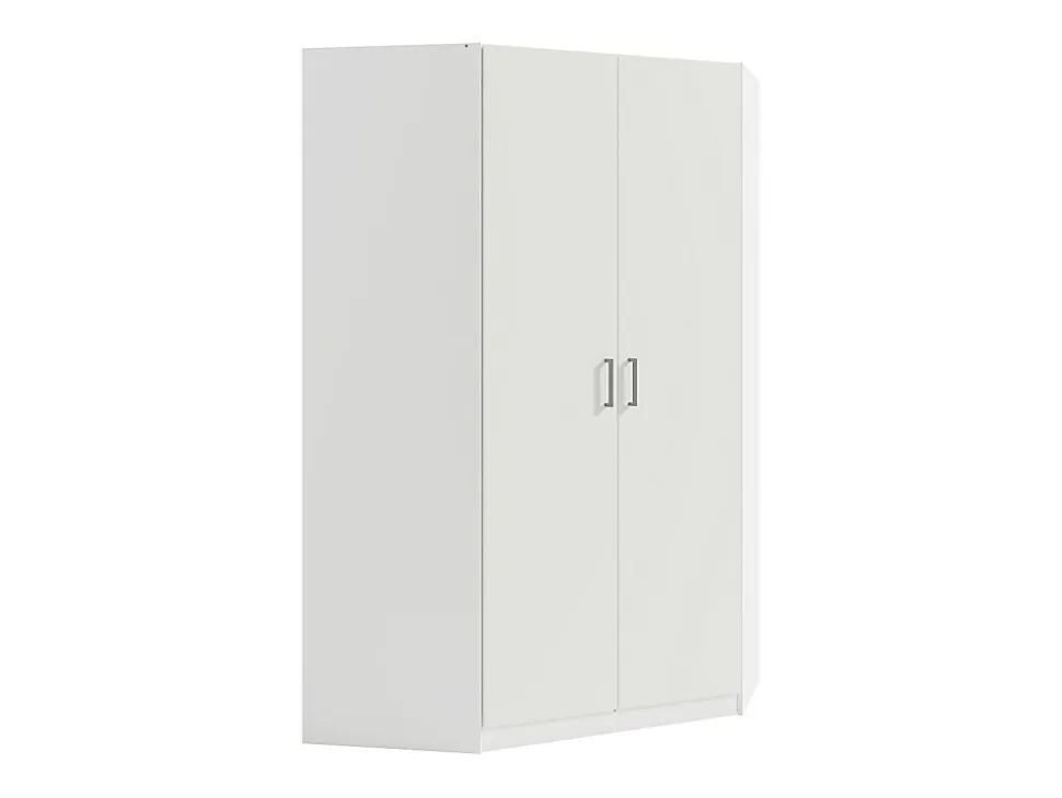 Armoire d'angle 5 portes et 6 tiroirs - L254 cm - Blanc - BELOMY