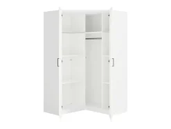 Armoire d'angle 5 portes et 6 tiroirs - L254 cm - Blanc - BELOMY