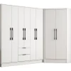 Armoire d'angle 8 portes et 2 tiroirs - L263 cm - Blanc - FEOVA