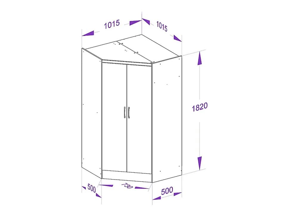 Armoire d'angle 8 portes et 2 tiroirs - L263 cm - Blanc - FEOVA