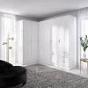 Armoire d'angle 6 portes et 3 tiroirs - L213 cm - Blanc - LISTOWEL