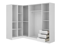 Armoire d'angle 6 portes et 3 tiroirs - L213 cm - Blanc - LISTOWEL