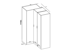 Armoire d'angle 6 portes et 3 tiroirs - L213 cm - Blanc - LISTOWEL