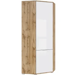 Armoire d'angle 2 portes Selma Blanc et Bois