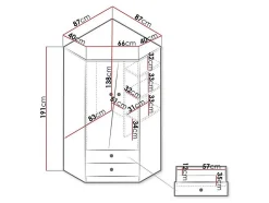Armoire d'angle Almira 101, Nombre d'étagères: 3, 191x87x87cm