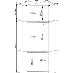Armoire d'angle avec surmeuble AKORD S100 Chêne Sonoma 100 cm 6 portes 100x50x235 cm