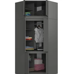 Armoire d'angle avec surmeuble AKORD S100 Gris Graphite 100 cm 6 portes 100x50x235 cm