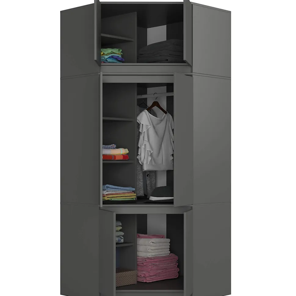 Armoire d'angle avec surmeuble AKORD S100 Gris Graphite 100 cm 6 portes 100x50x235 cm