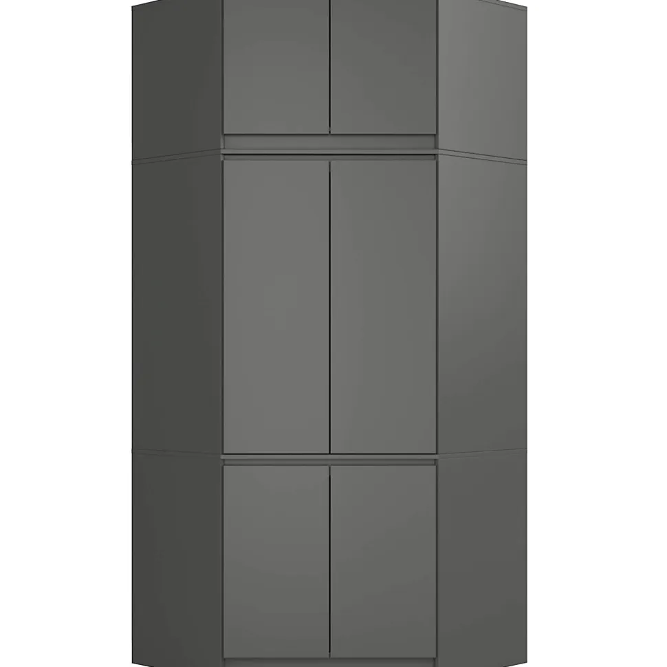Armoire d'angle avec surmeuble AKORD S100 Gris Graphite 100 cm 6 portes 100x50x235 cm