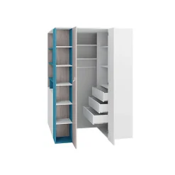 Armoire d'angle Camteso 113, Nombre d'étagères: 12, 190x135x135cm