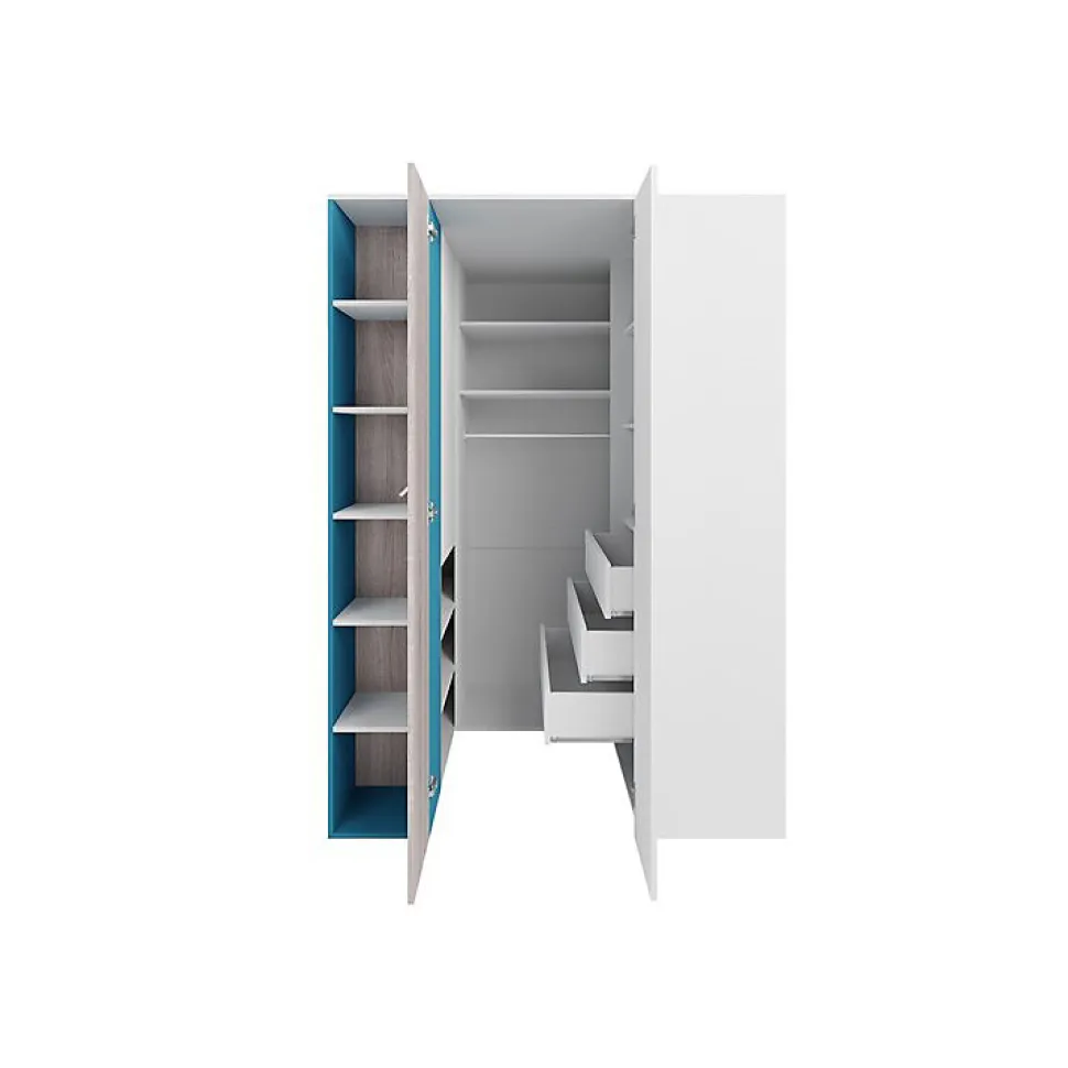 Armoire d'angle Camteso 113, Nombre d'étagères: 12, 190x135x135cm