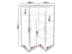 Armoire d'angle Lorelie 119, Nombre d'étagères: 5, 192x114x100cm