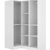 Armoire d'angle, meuble de rangement en bois mélaminé coloris blanc - Longueur 133 x Profondeur 90 x Hauteur 184 cm