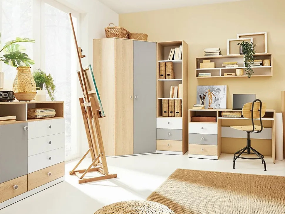Armoire d'angle Tesmonu 101, Nombre d'étagères: 5, 190x90x90cm
