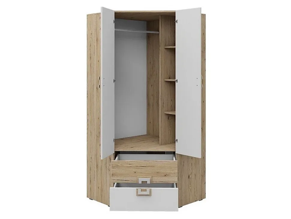 Armoire d'angle Tolfere 102, Nombre d'étagères: 3, 190x87x87cm