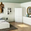 Armoire d'angle AKORD S100 Blanche 100 cm 4 portes façade Blanche 6 étagères 100x50x180 cm
