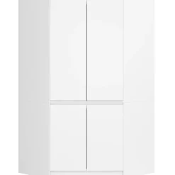Armoire d'angle AKORD S100 Blanche 100 cm 4 portes façade Blanche 6 étagères 100x50x180 cm