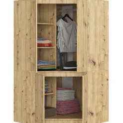 Armoire d'angle AKORD S100 Chêne Artisan 100 cm 4 portes façade Chêne Artisan 6 étagères 100x50x180 cm
