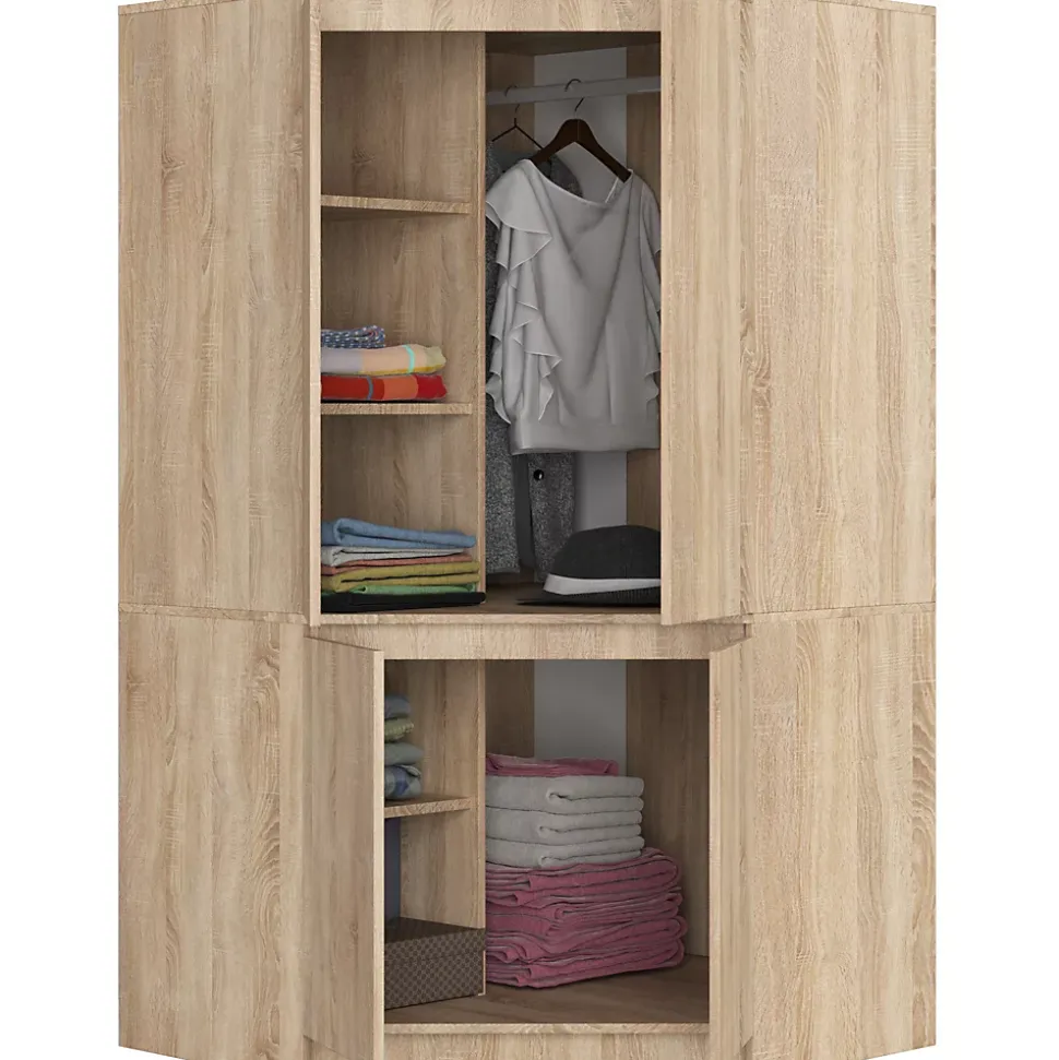 Armoire d'angle AKORD S100 Chêne Sonoma 100 cm 4 portes façade Chêne Sonoma 6 étagères 100x50x180 cm